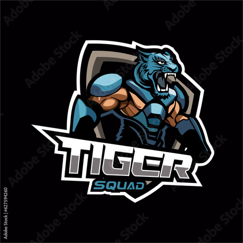 Esport Badge Tiger Squad Theme Logo Design
