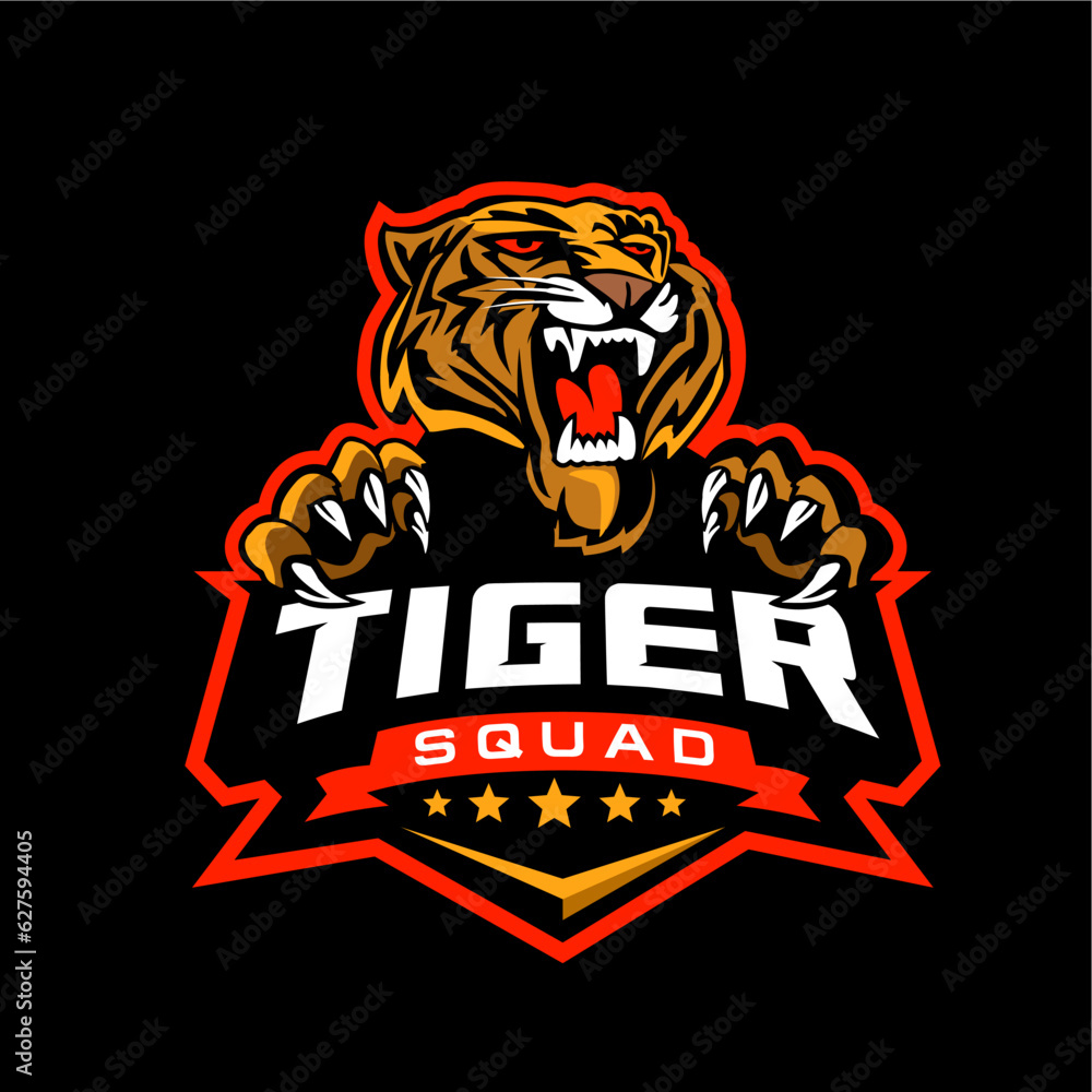 Game Logo Design with Tiger Head Mascot Game Logo Design with Tiger Head Mascot