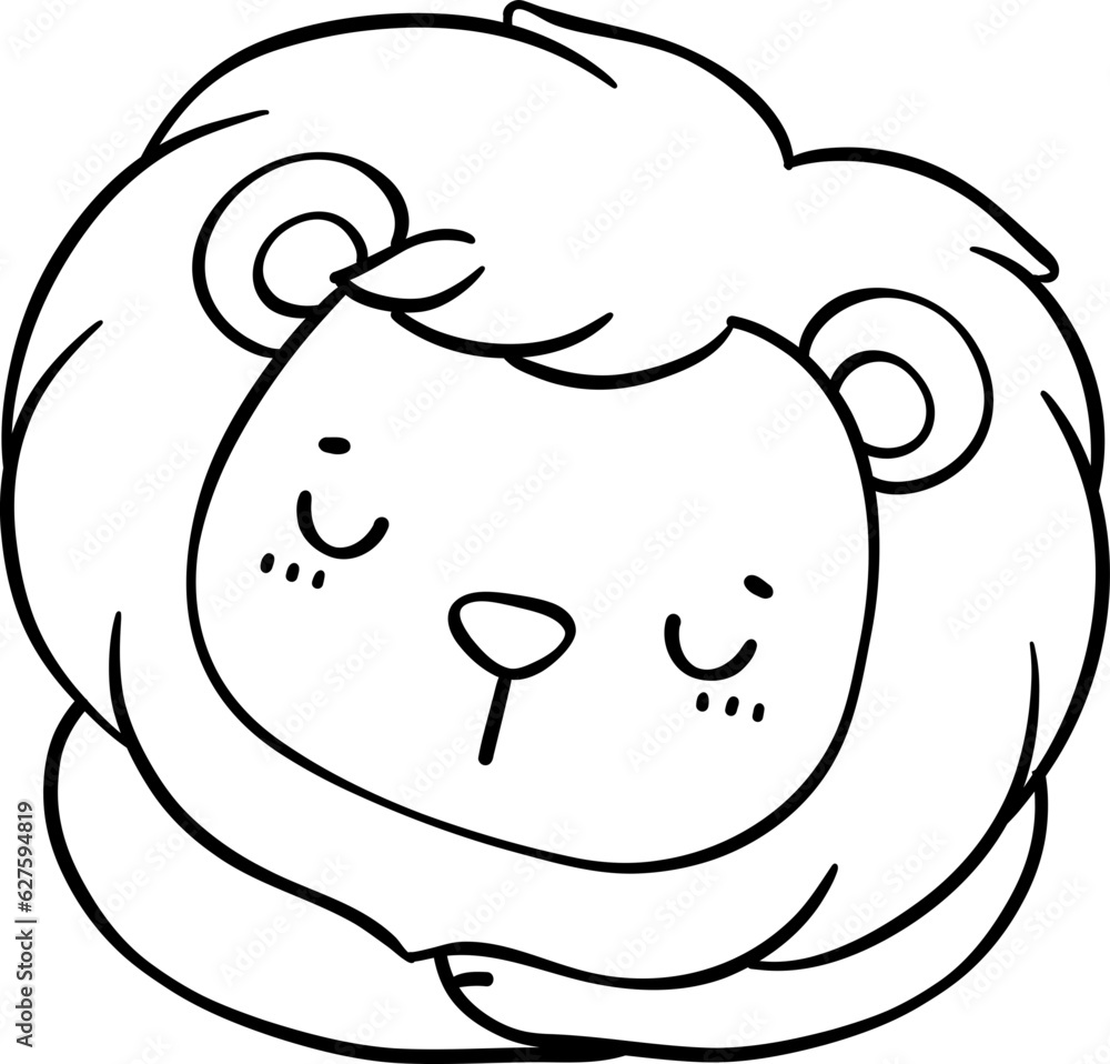 Cute and Innocent Baby Lion sleeping Cartoon Doodle Outline hand drawing Cute and Innocent Baby Lion sleeping Cartoon Doodle Outline hand drawing