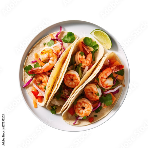 Delcious Plate of Shrimp Tacos Isolated on a Transparent Background