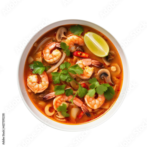 Bowl of Thai Tom Yum Kung Isolated on a Transparent Background