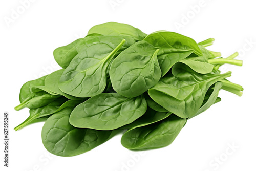 Isolated Fresh Spinach Leaves on Transparent Background. Generative AI