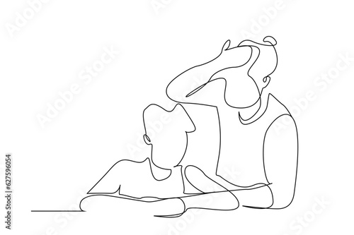 mother teacher getting angry with her son education problem line art