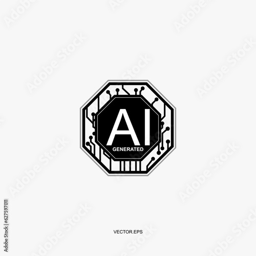 logo AI Processor vector icon. Chipset AI for device or, AI generative art creative circuit concept in digital, Ai vector microchip circuit