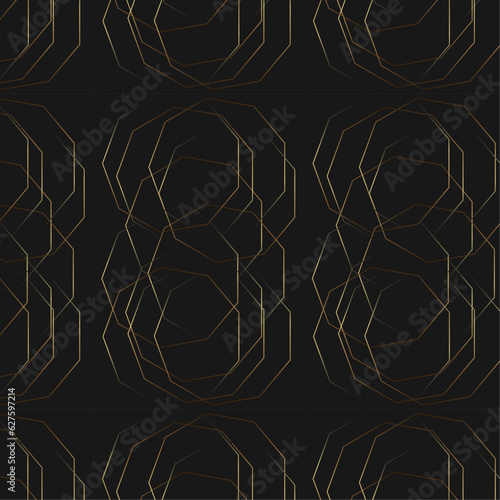 Premium pattern with golden polygons, lines on a dark background