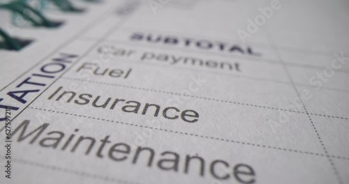 Create monthly interim budget for expenses. Monthly budget printout with subtotal text