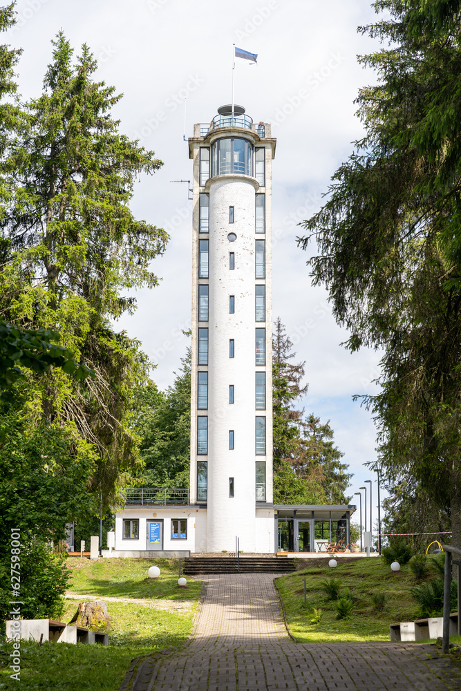 Obraz premium Haanja, Estonia - 07.19.2023: Suure Munamae observation tower in Estonia