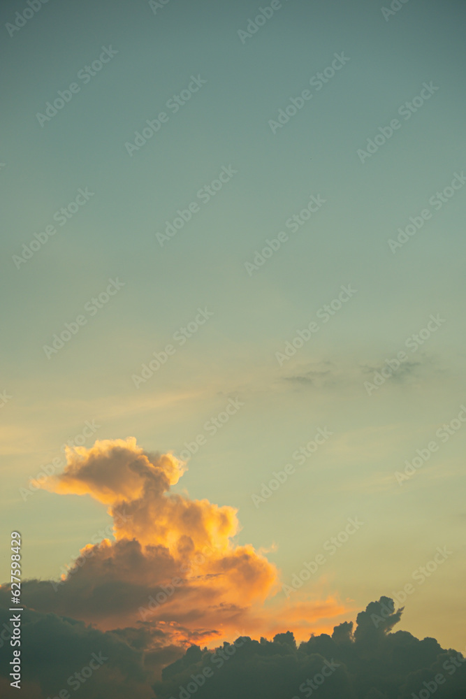 Clouds twilight sky in pastel color Pink and blue, colorful spiritual background.