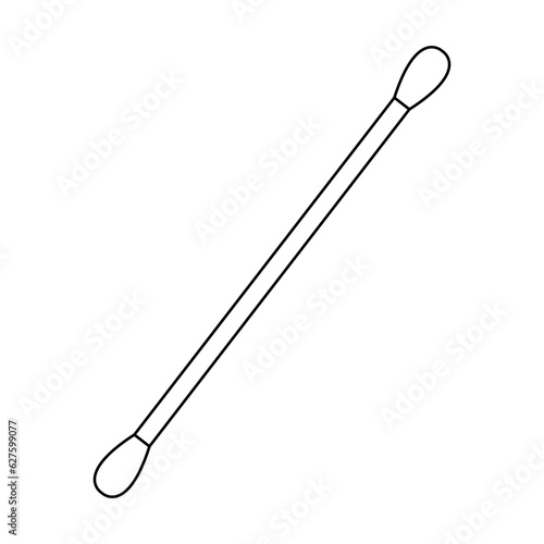 Cotton swab vector icon. Care and hygiene illustration. Black ear and cosmetic buds. Wooden ear stick. Bath and makeup symbols.