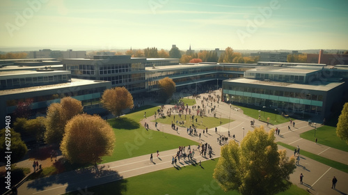 The spirit of community and learning resonates in the aerial view of a sprawling school campus