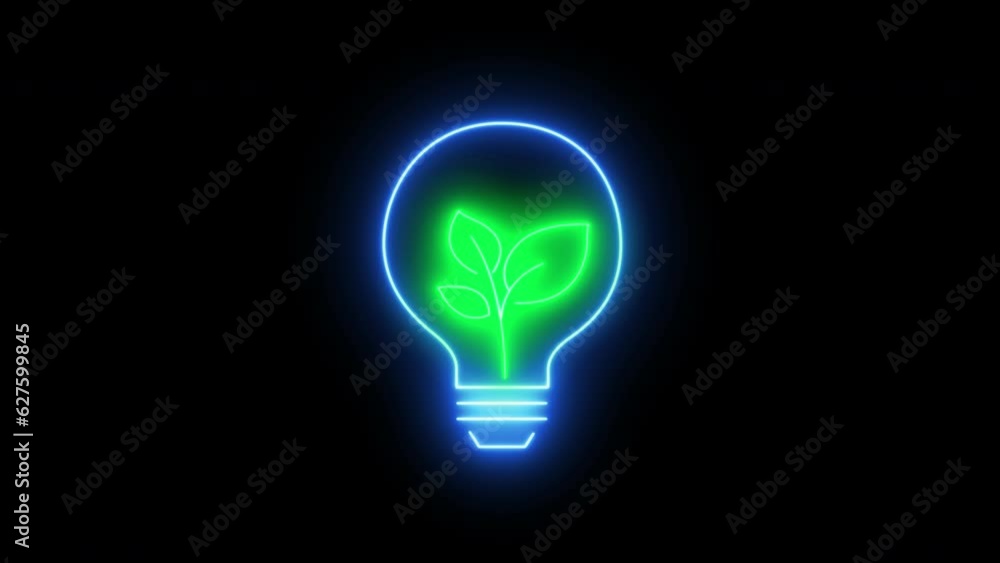Glowing neon line light bulb with tree icon isolated on transparent background. Net zero emissions, ecological, renewable energy and save environment concept.. 4K Video motion graphic animation. Glowing neon line light bulb with tree icon isolated on transparent background. Net zero emissions, ecological, renewable energy and save environment concept.. 4K Video motion graphic animation.