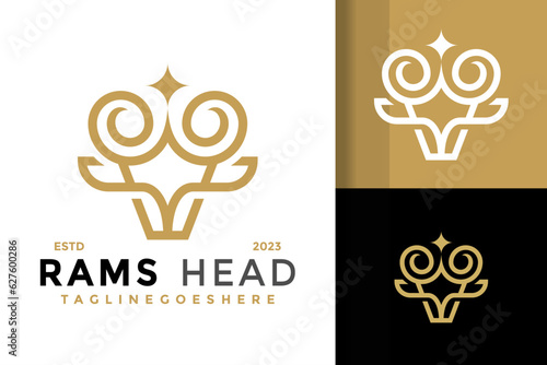 Luxury ram head logo design vector symbol icon illustration