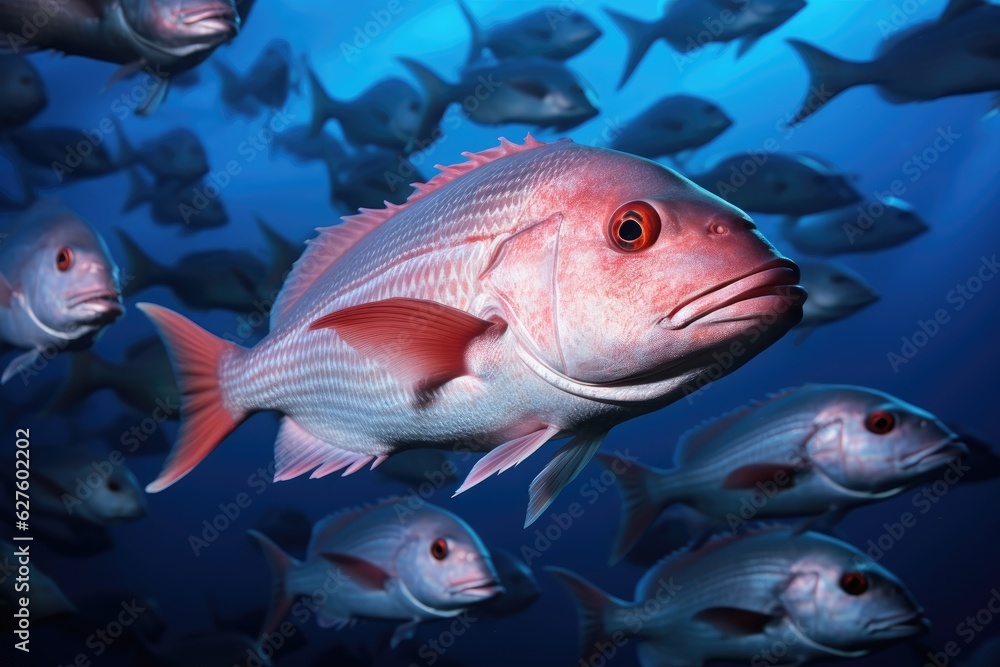 Fototapeta premium Red snapper in the sea. Generative AI