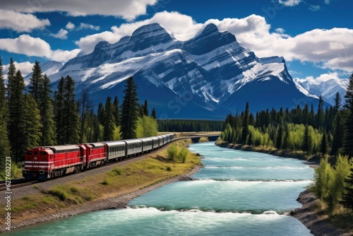 Canvas Print Canadian Pacific Railroad Train, Canada. Generative AI