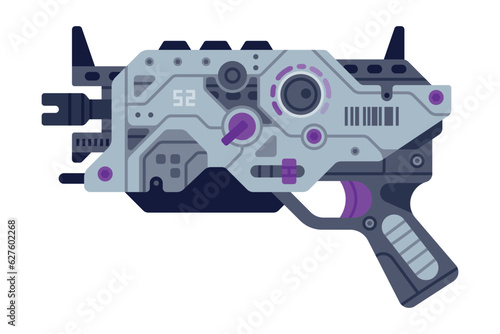 Fantastic Weapon and Raygun as Destructive Energy Gun Vector Illustration