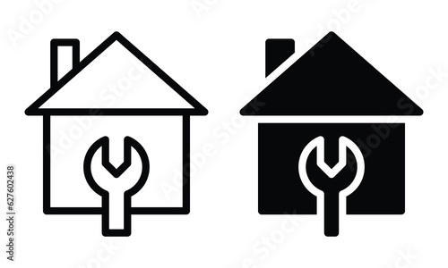 House renovation icon with outline and glyph style.