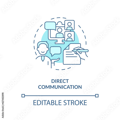 Editable direct communication blue icon concept  isolated vector  lobbying government thin line illustration.