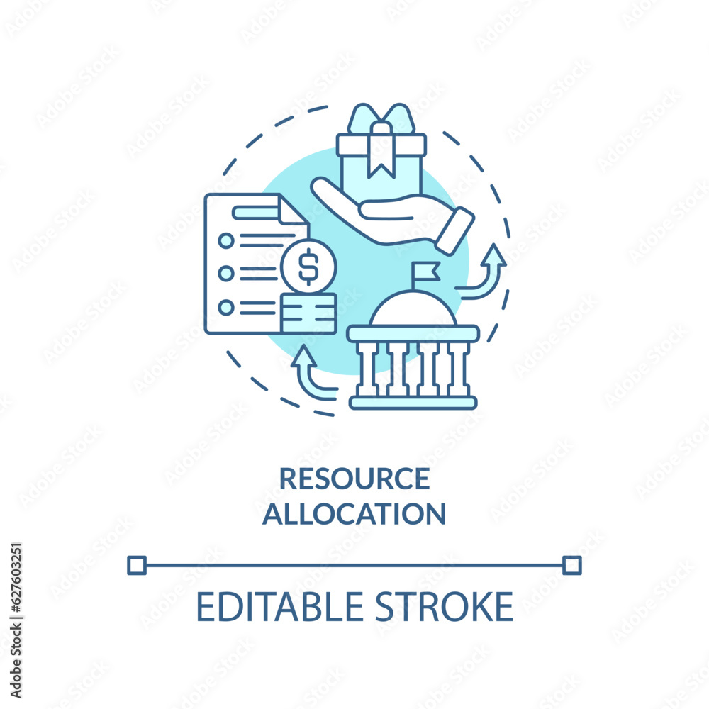 Editable resource allocation blue icon concept, isolated vector, lobbying government thin line illustration.
