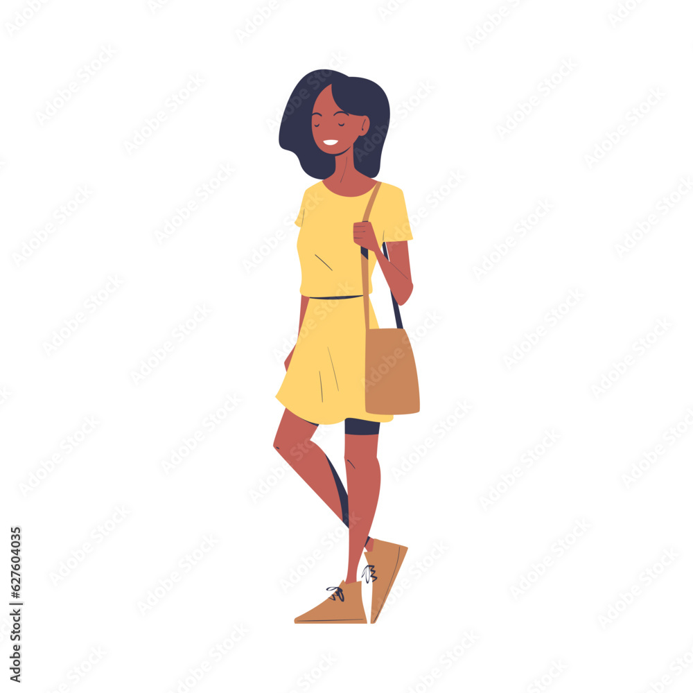 Fashionable African American Woman Character Standing in Casual Clothes Vector Illustration Fashionable African American Woman Character Standing in Casual Clothes Vector Illustration