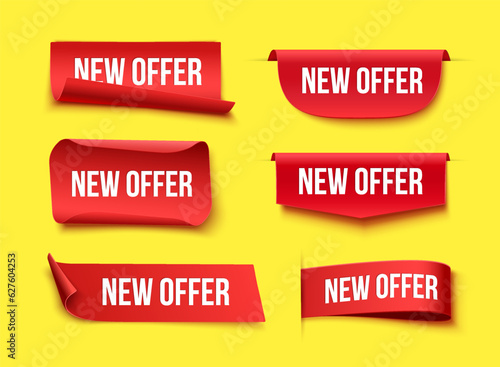 New offer red tags on yellow background