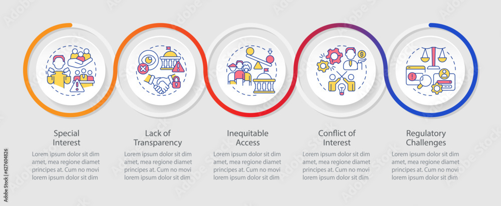 Lobbying government vector infographics template with thin line icons, data visualization with 5 steps, process timeline chart. Lobbying government vector infographics template with thin line icons, data visualization with 5 steps, process timeline chart.