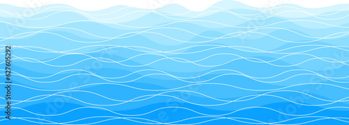 Sea waves pattern. Water wave abstract design. Blue ocean wave layer