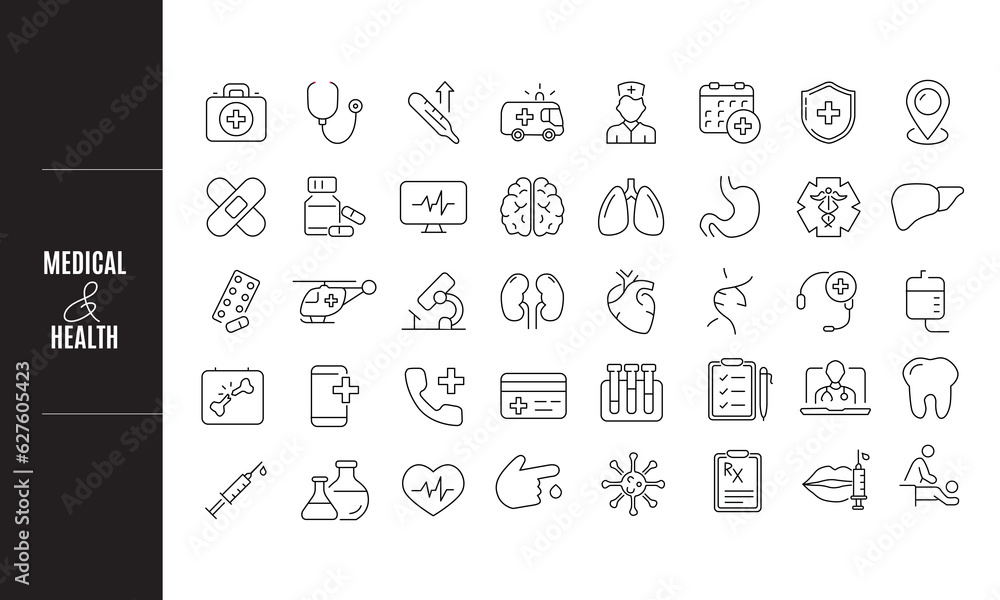 Medical icons for web and mobile app. Medicine and Health Care symbols ...