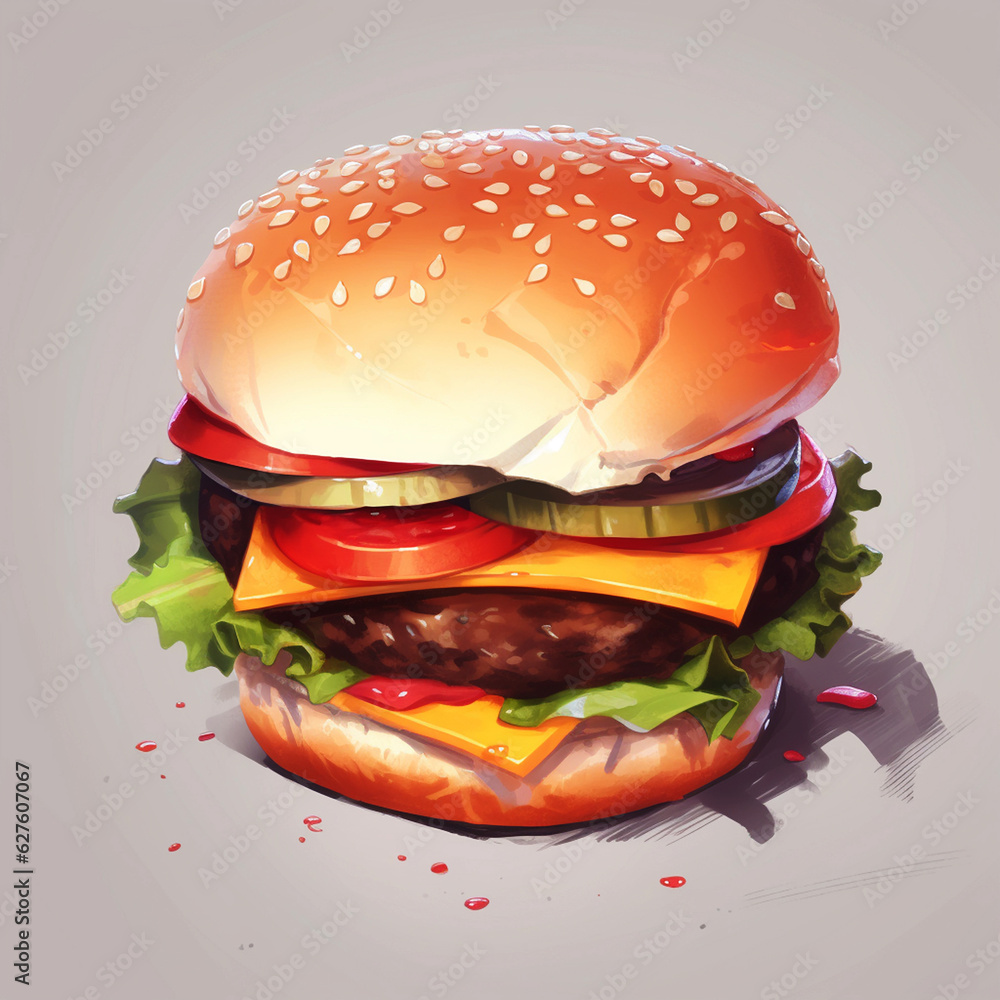 hamburger illustration. created with generative AI technology hamburger illustration. created with generative AI technology