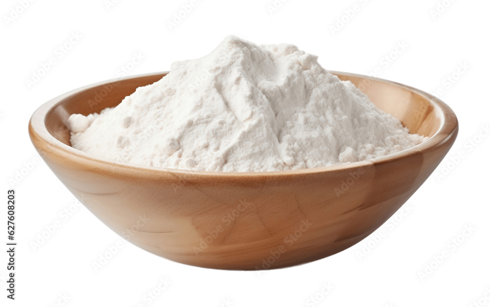 White Flour in Bowl Isolated on transparent background. AI