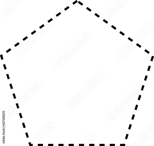 Dashed line basic geometric shapes. Dashed outline of circle, oval, square, triangle and star. Icon of cut frame. Vector illustration