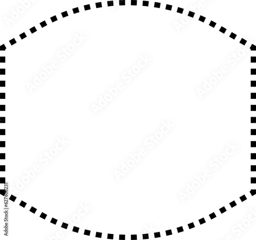 Dashed line basic geometric shapes. Dashed outline of circle, oval, square, triangle and star. Icon of cut frame. Vector illustration