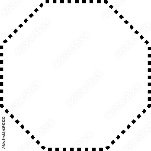 Dashed line basic geometric shapes. Dashed outline of circle, oval, square, triangle and star. Icon of cut frame. Vector illustration