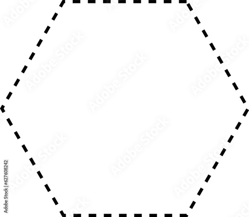 Dashed line basic geometric shapes. Dashed outline of circle, oval, square, triangle and star. Icon of cut frame. Vector illustration