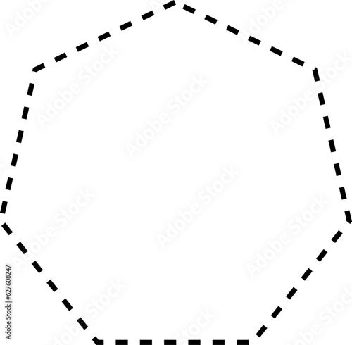 Dashed line basic geometric shapes. Dashed outline of circle, oval, square, triangle and star. Icon of cut frame. Vector illustration