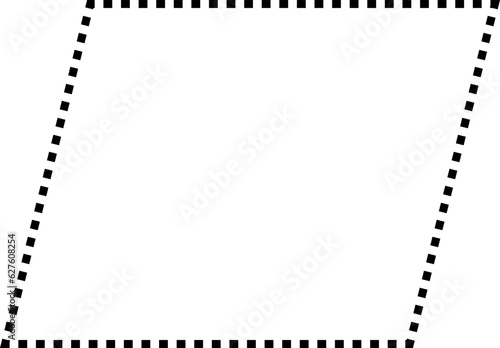 Dashed line basic geometric shapes. Dashed outline of circle, oval, square, triangle and star. Icon of cut frame. Vector illustration