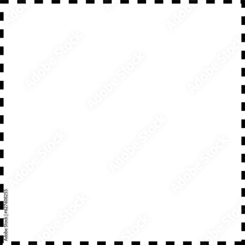 Dashed line basic geometric shapes. Dashed outline of circle, oval, square, triangle and star. Icon of cut frame. Vector illustration