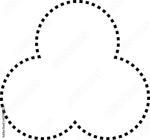 Dashed line basic geometric shapes. Dashed outline of circle, oval, square, triangle and star. Icon of cut frame. Vector illustration
