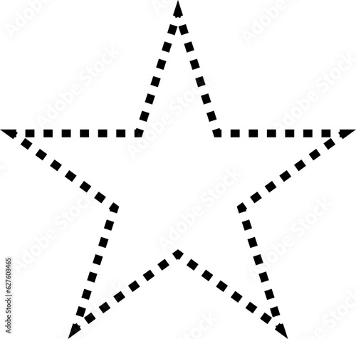 Dashed line basic geometric shapes. Dashed outline of circle, oval, square, triangle and star. Icon of cut frame. Vector illustration