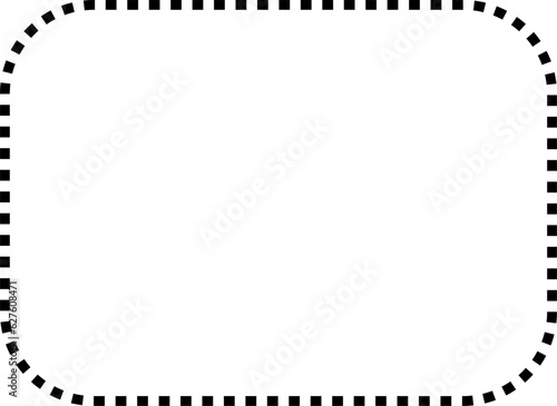 Dashed line basic geometric shapes. Dashed outline of circle, oval, square, triangle and star. Icon of cut frame. Vector illustration