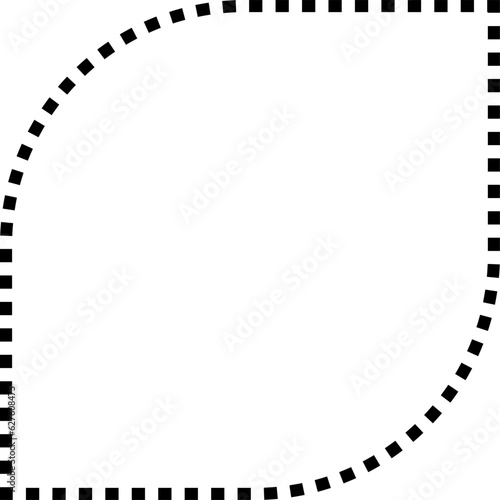 Dashed line basic geometric shapes. Dashed outline of circle, oval, square, triangle and star. Icon of cut frame. Vector illustration