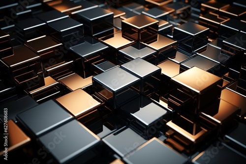 a geometric pattern of squares with metallic metal structure premium photo, ai generated. 