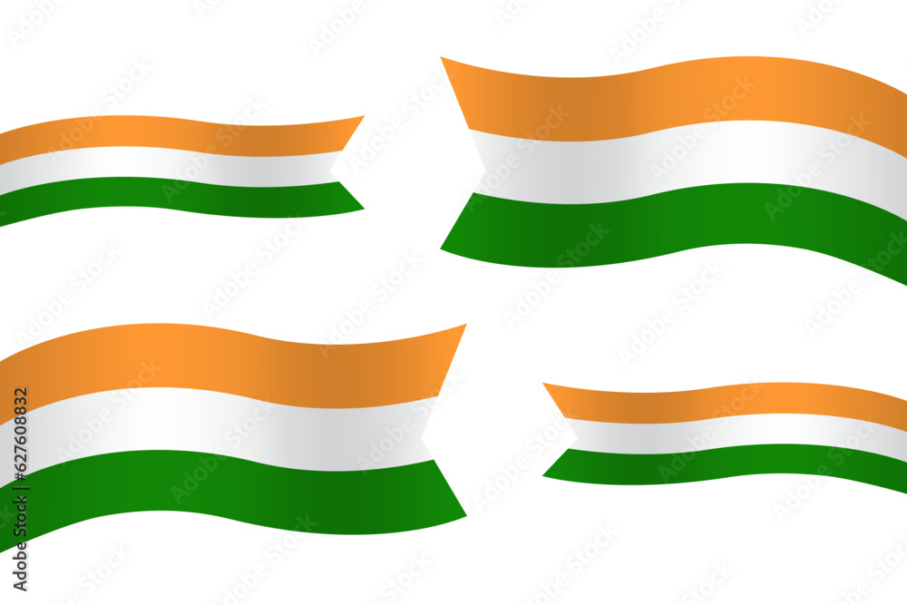 Shiny wavy ribbon with India's national flag color Shiny wavy ribbon with India's national flag color