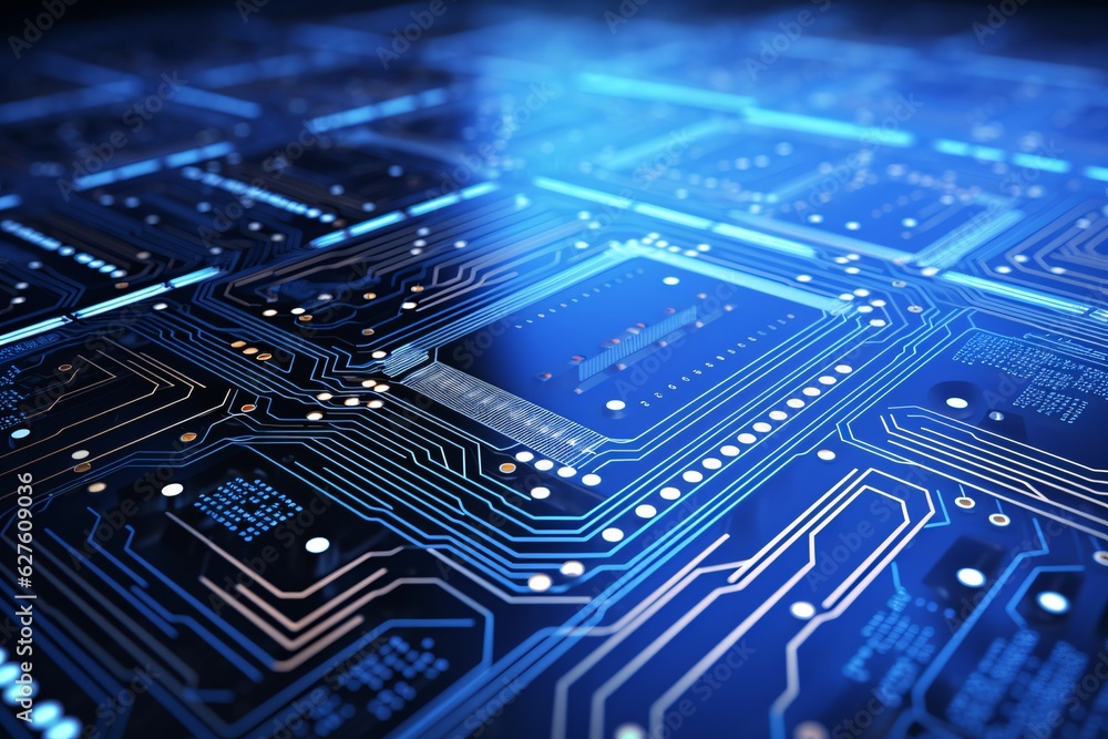 electronic circuit board on a blue background, in the style of sopheap pich, futuristic imagery, ai generated.
electronic circuit board on a blue background, in the style of sopheap pich, futuristic imagery, ai generated.