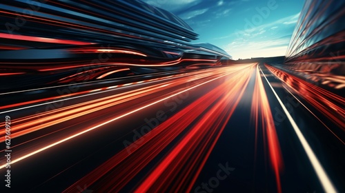 High speed flying lines 3d animation in seamless looping traffic, ai generated. 