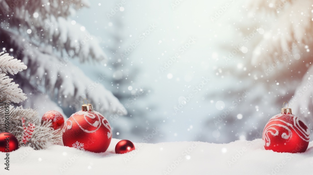 christmas card with red ornaments christmas card with red ornaments
