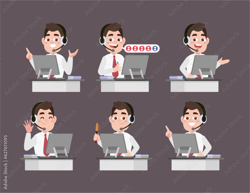 Call center and customer service character Call center and customer service character