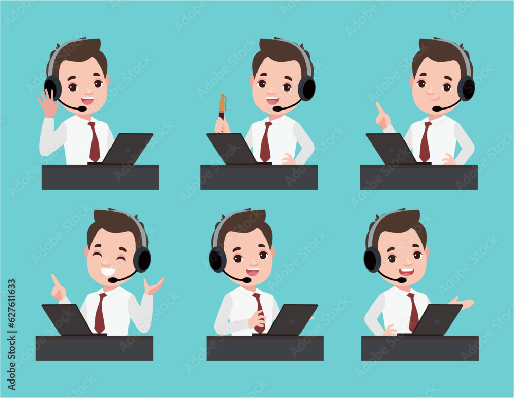 Call center and customer service character Call center and customer service character