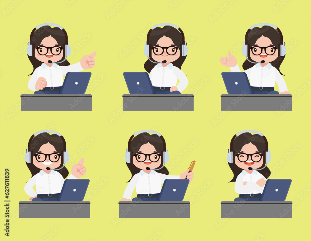 Call center and customer service character Call center and customer service character