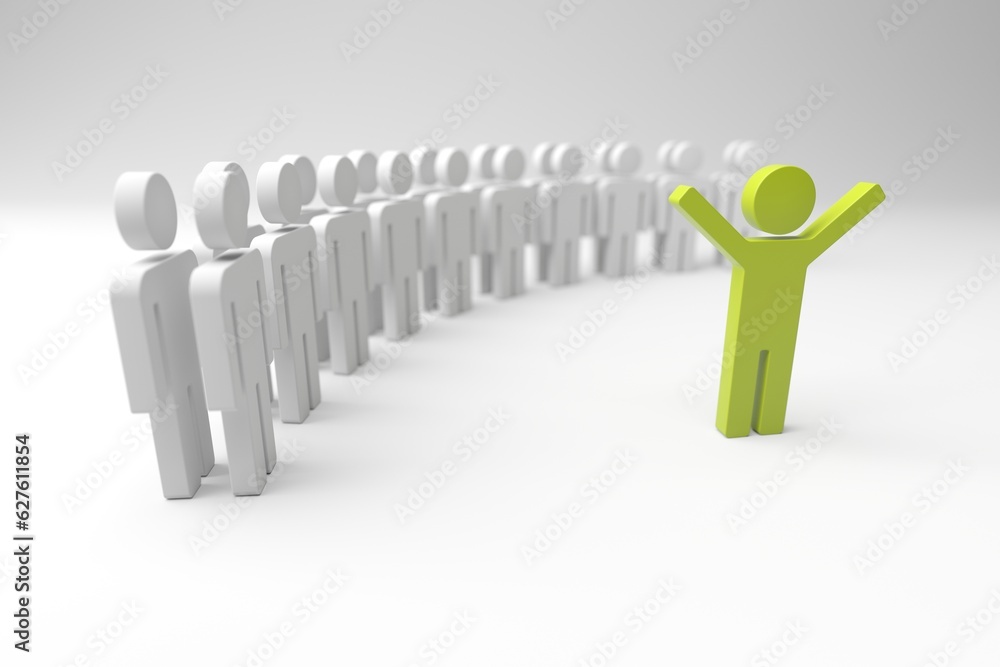 Different person in a crowd. Unique individuality concept Different person in a crowd. Unique individuality concept