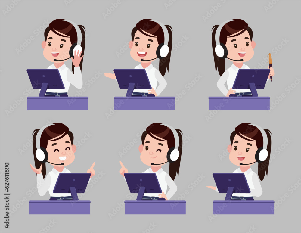 Call center and customer service character Call center and customer service character